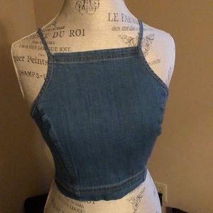 Dynamite Denim Crop Top with Zip Back